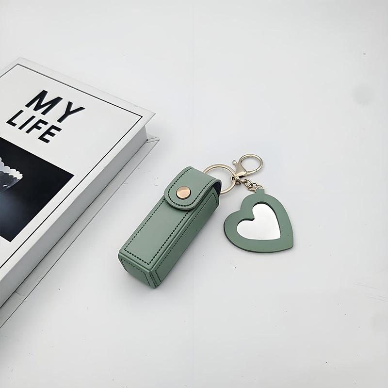 1 Pièce Enveloppe Rouge Portable Miroir d'Amour Étui de Protection en Cuir pour Rouge à Lèvres Porte-clés Pendentif Mignon et Minimaliste
