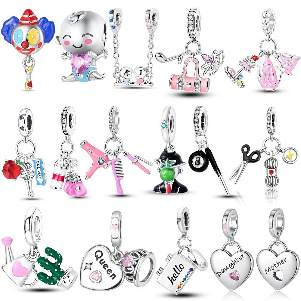 Charms Copper Original Scissors Hair Dryer Red Apple Cactus Beads Fit Bracelet Jewelry Women Diy Gift Necklace