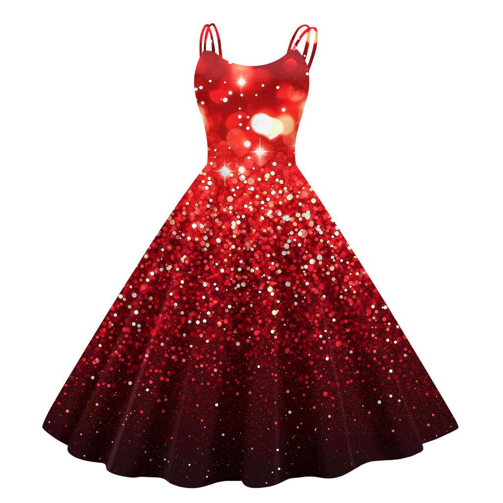 Kindermode Lässig Weihnachts-Print Sexy Schulterfrei Punk Retro Kleid