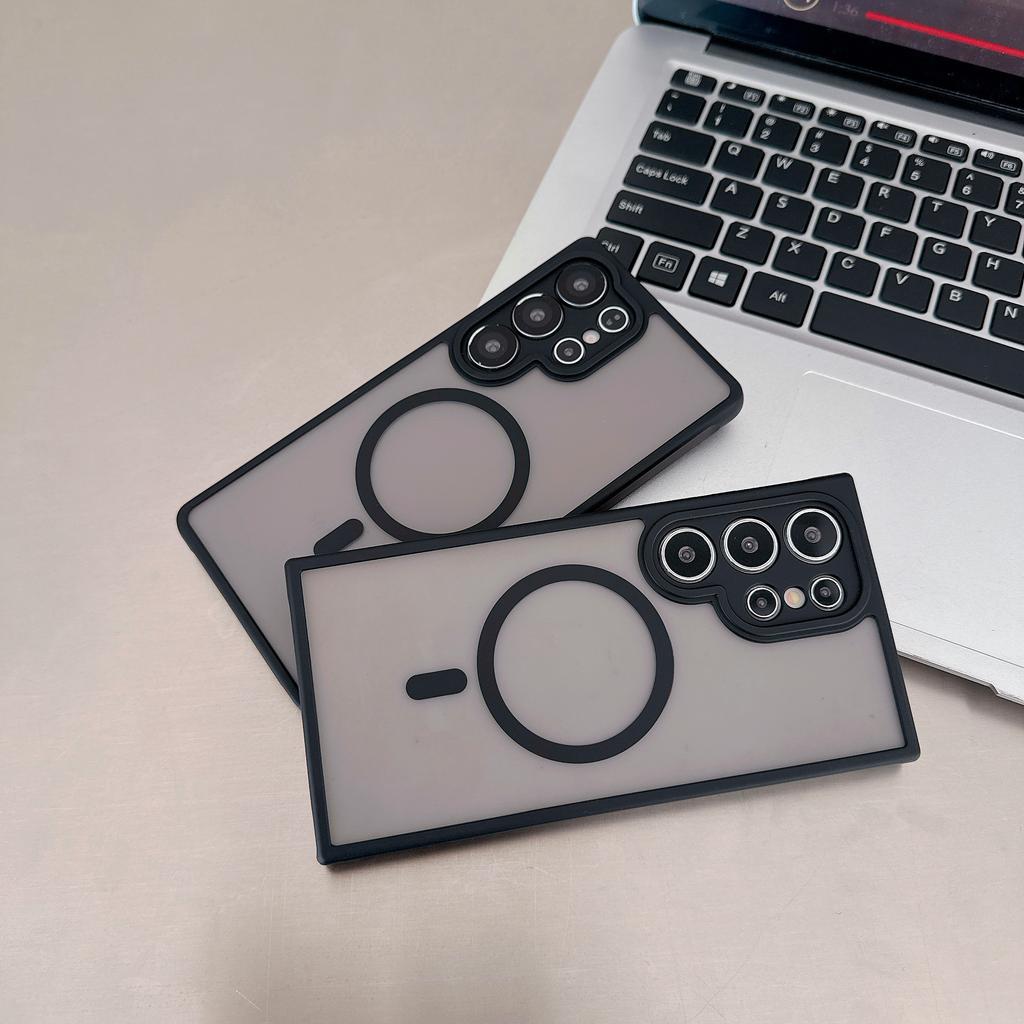 Matte, Hautähnliche Hülle für Magsafe Magnetische Hülle für 2025 Samsung Galaxy S25 Edge S24 FE S23 S22 S21 Plus Ultra TPU Frosted Cover