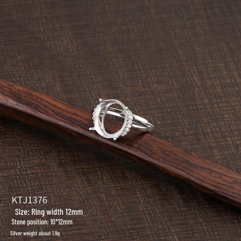 Suport inel unisex din argint sterling 925 pentru incrustații DIY cu turcoaz sau ceară de albine, design ajustabil