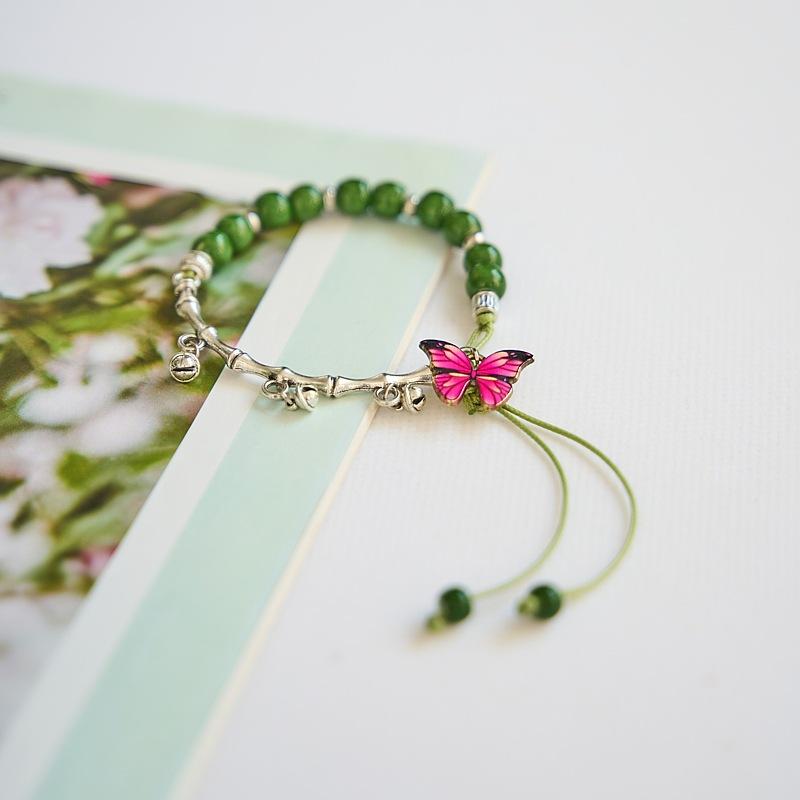 Bracelet Summer Women's Versatile Jewelry Butterfly Fresh Student Girlfriend Mori Antique Ceramic Bracelet