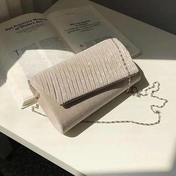 Women's Simple Single Shoulder Bag Versatile Chain Small Square Bag Long Party Solid Color Elegant Hand Bag