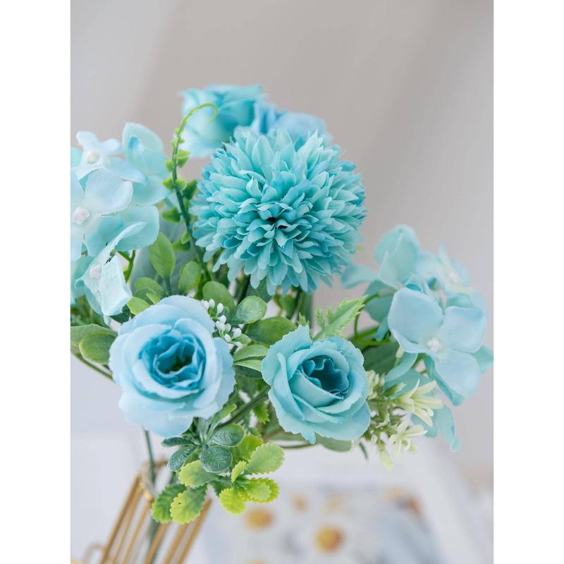 Artificial Flowers Silk Tea Roses Bouquet Chrysanthemum Plastics Plants Bridal Bouquet Valentine's Day Fake Plants Wedding Decoration DIY