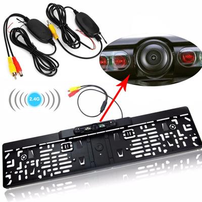 HD Car Rear View Camera Backup Reverse Universal European License Plate Frame Waterproof  Night Vision with 2.4G Video Transmitter Receiver