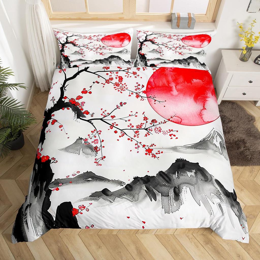 Comforter Chinese Ink Painting Scenery Full Natural Landscape Mountain Bedding Set Eagle Comforter Polyester
