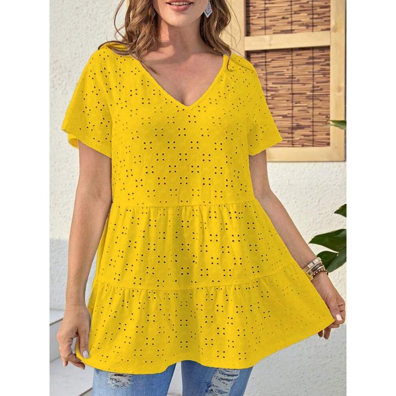 DAFIFY Dámská móda Ležérní Léto Jaro Jednobarevný potisk Halenky a košile s krátkým rukávem a výstřihem do V