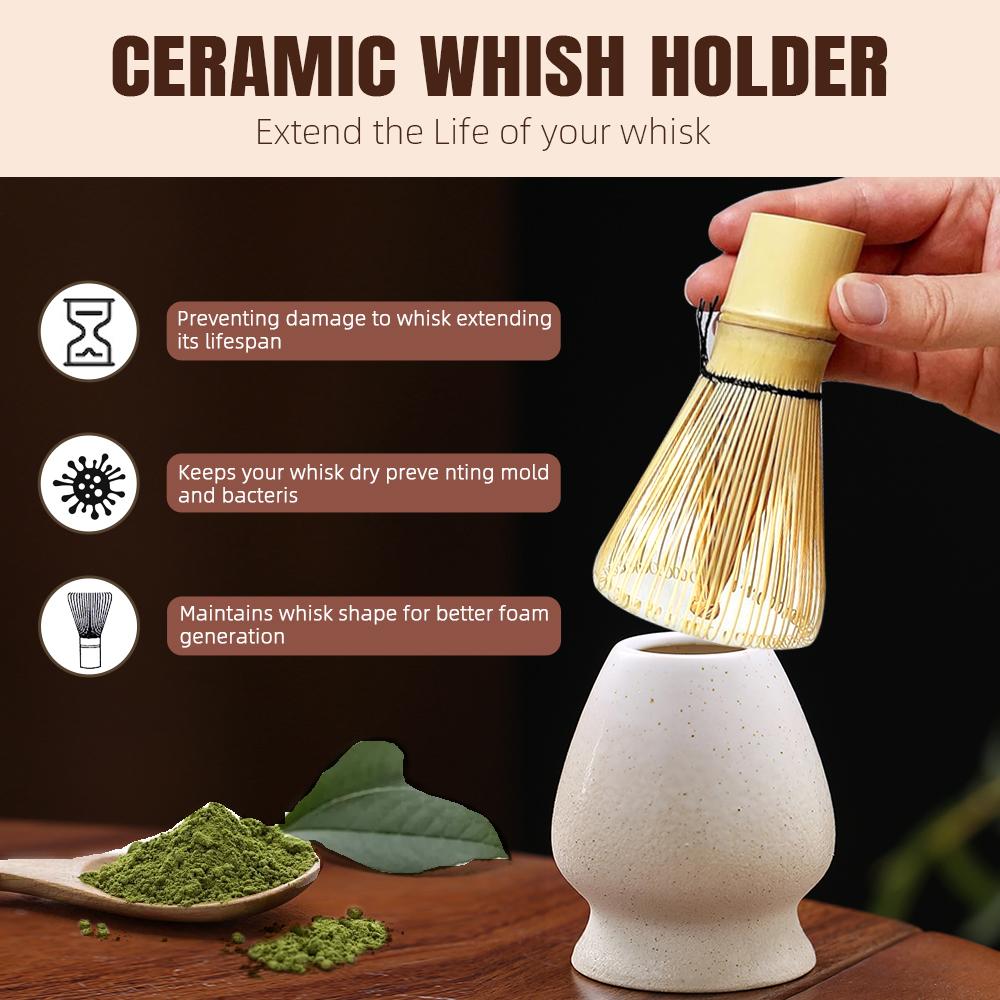 6PCS Japanese Matcha Set with Ceramic Bowl Bamboo Matcha Whisk Teaspoon Tea Sets with Strainer Tea Making Tools Accessories