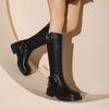 Western Cowboy Vintage Maillard Women's Boots Leather Coarse Heel Tall Boots Square Head Sleeve Knight Boots Brown Fashion Boots