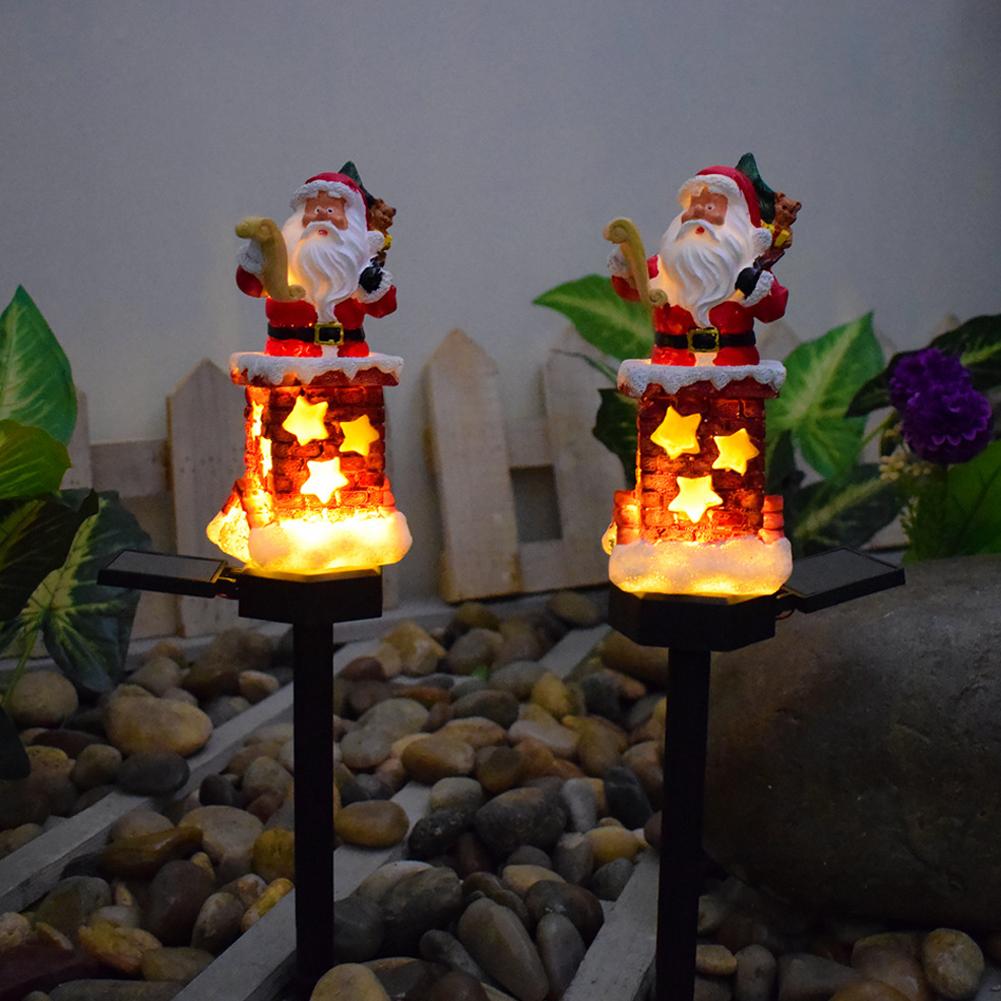 Christmas Santa Claus & Snowman Landscape Lawn Solar Light Xmas Pathway Lights For Christmas Lawn Yard Decoration P4Z4