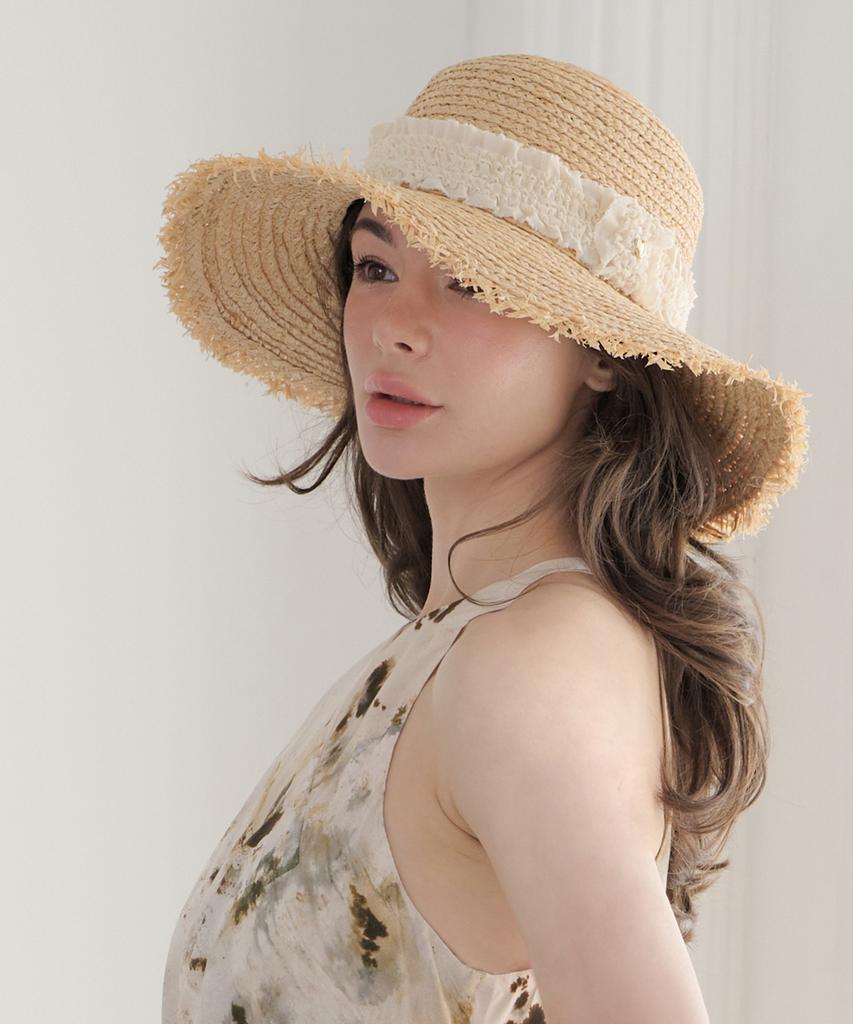 Koipeu Raffia Fringe Wide Hat Cf091Ht120