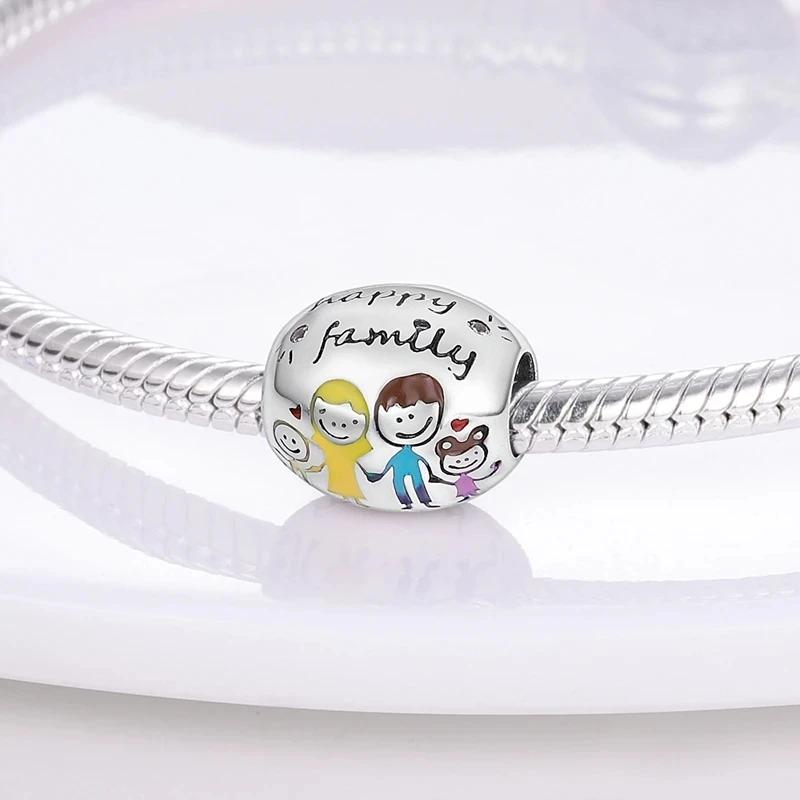 Happy Family Affection Charms Copper Original Beads Fit Originalcharms Bracelet Beads Jewelry Gifts For Women