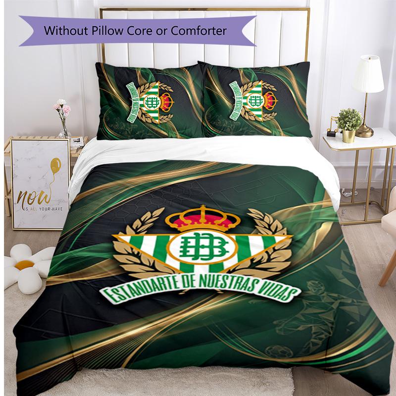 Set Lenzuola Stampato Calcio Real Betis 3 Pezzi, Comodo Set Copripiumino per Camera da Letto Amico della Pelle