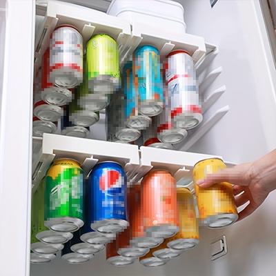 1pc Beer Soda Can Storage Rack, Refrigerator Shelf Beverage And Beer Rack, Soda Can Beverage Storage Rack, Kitchen Double Row Container
