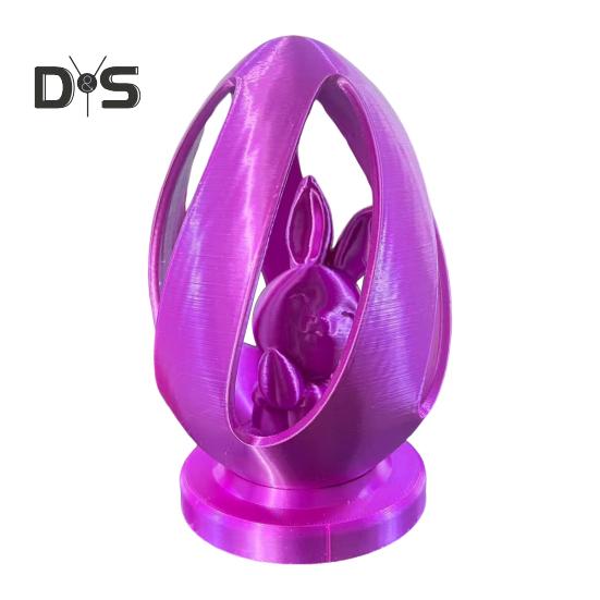 

Пасхальное яйцо-кролик, напечатанное на 3D-принтере, полое яйцо с кроликом внутри, украшение стола для пасхальных и весенних вечеринок фиолетовый