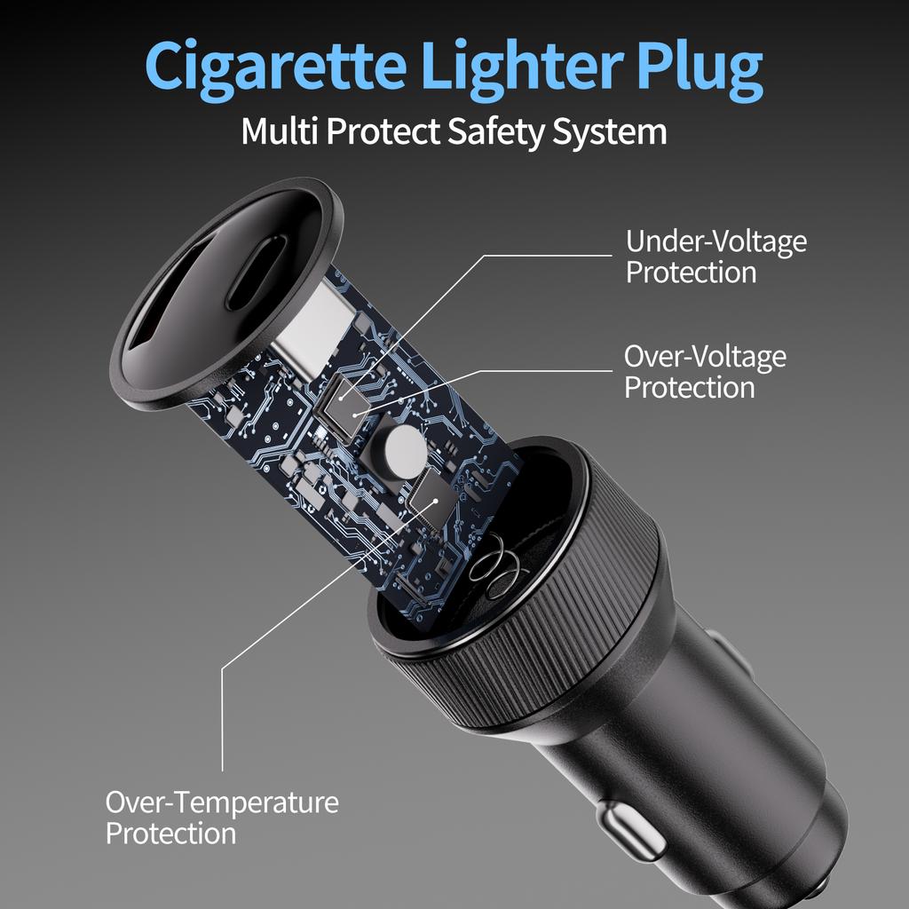 For Starlink Mini Power Cable 10FT 3M 12V-24V Cigarrete Lighter Adapter To DC Power Cable with USB Type-C Port and Voltmeter