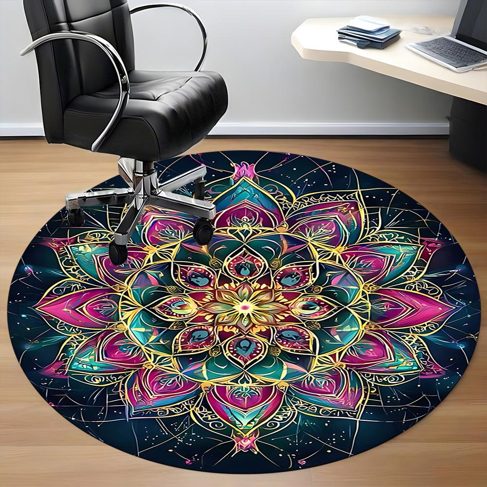 1PC Mandala Artwork Chair Carpet for Office Non-Slip, Lightweight, Machine Washable Rug for Office, Sleeping, Room - Holiday DecorPolyester,