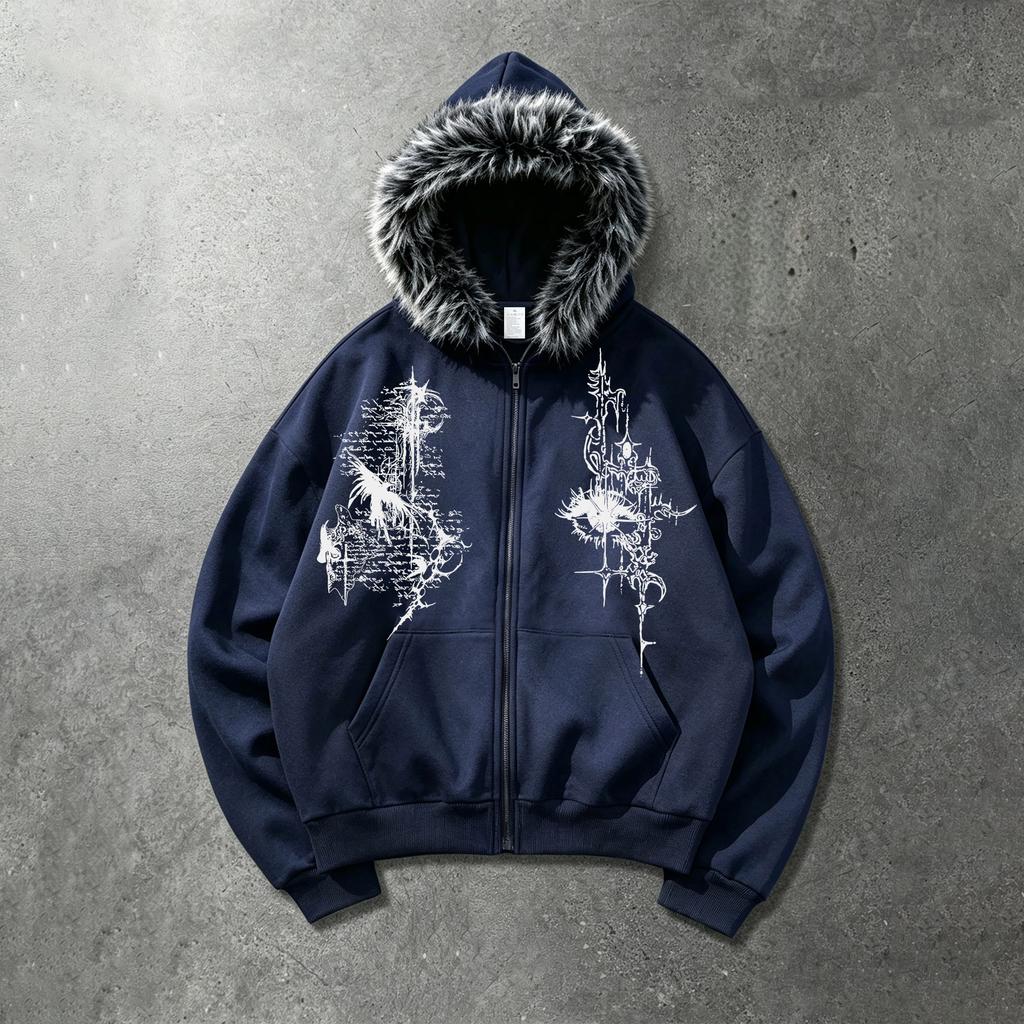 Losse Casual Hoodie met Zakken, Nepbontkraag, Duurzaam en Comfortabel, Longsleeve Sweatshirt