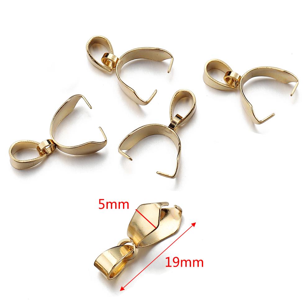 20pcs Stainless Steel Charms Pendant Clip Clasps Pinch Bail Clip for Necklace Pendant Connector DIY Jewelry Making Accessories