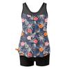 Women's Two Piece Tankini Swimsuit Hawaiian Floral Print Sleeveless Sporty Swim Top with Shorts Beachwear