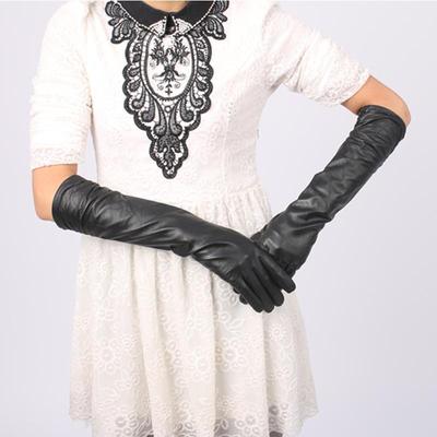 Damen 50CM Extra Lange PU Leder Über-Ellbogen Handschuhe - Modische Kunstleder Armstulpen
