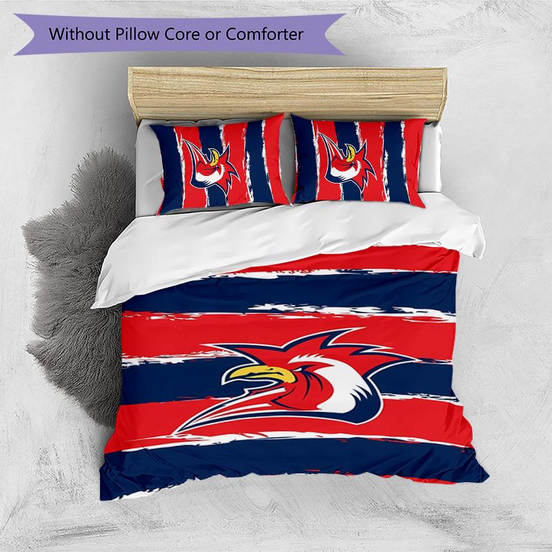 Sydney Roosters Printed 3PCS Bedding Set Soft Breathable Duvet Cover Pillowcases Set Washable Bedroom Decor Home Gift