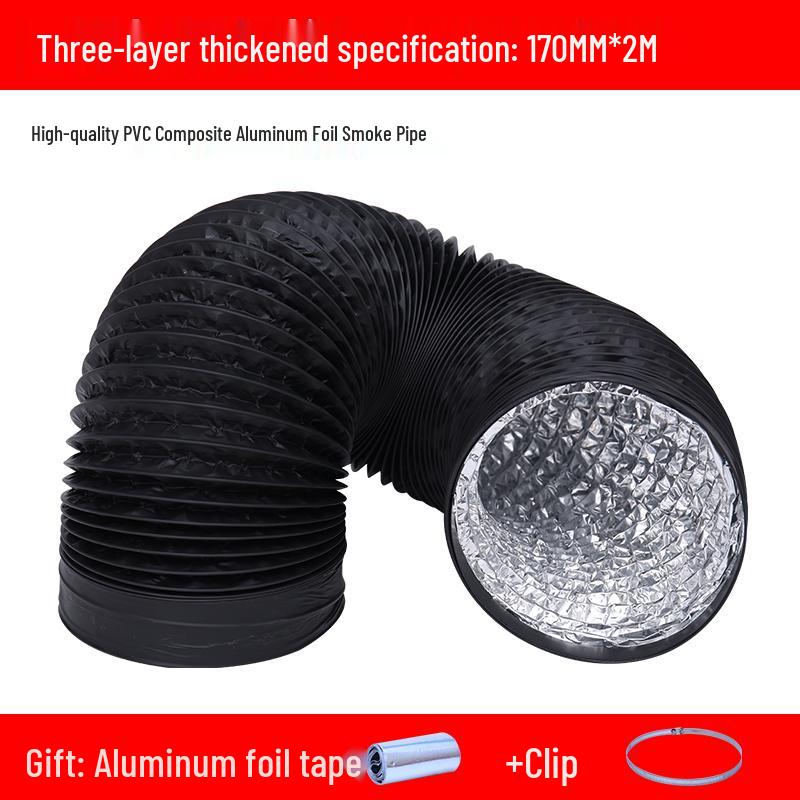 Thickened Three-Layer PVC/Aluminum Foil Flexible Hose for 150/170/160/180 Range Hood Vent Connection