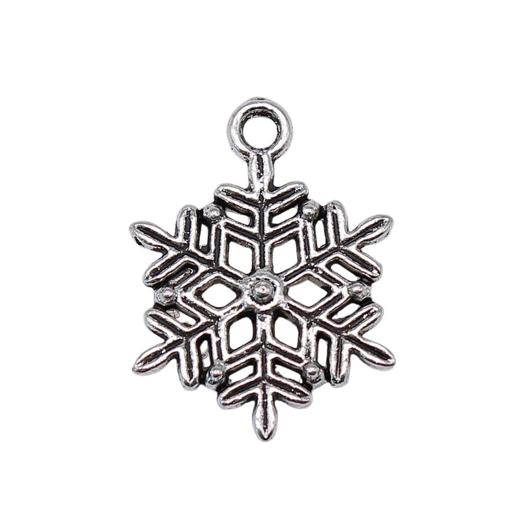 

20шт Снежинка Амулеты Античное серебро Цвет Цинковый сплав 22X16mm