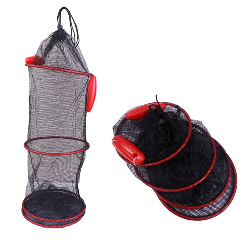 Portable Mesh Crab Fishing Net Crayfish Lobster Shrimp Trap Foldable Fish Cage Woven Fish Basket Network Trap Cage Tackle