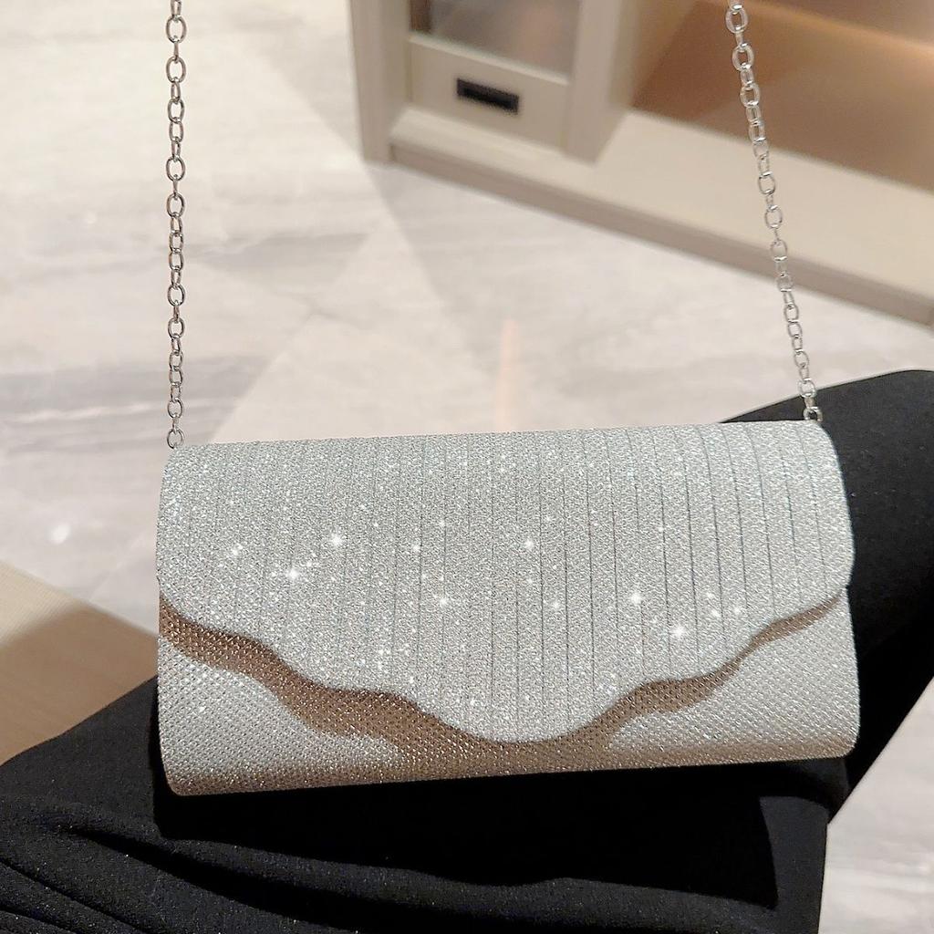 Ladies Glitter Envelope Clutch Bag Fashion Delicate Shining Detachable Chain Crossbody Bags Underarm Shoulder Bag Trendy Handbag