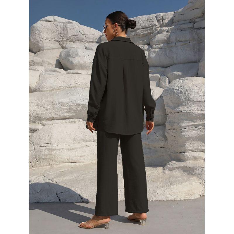 European and American Fashion Autumn Temperament Plus size women clothing Long sleeve Cardigan Two-piece Set Leisure Solid Set