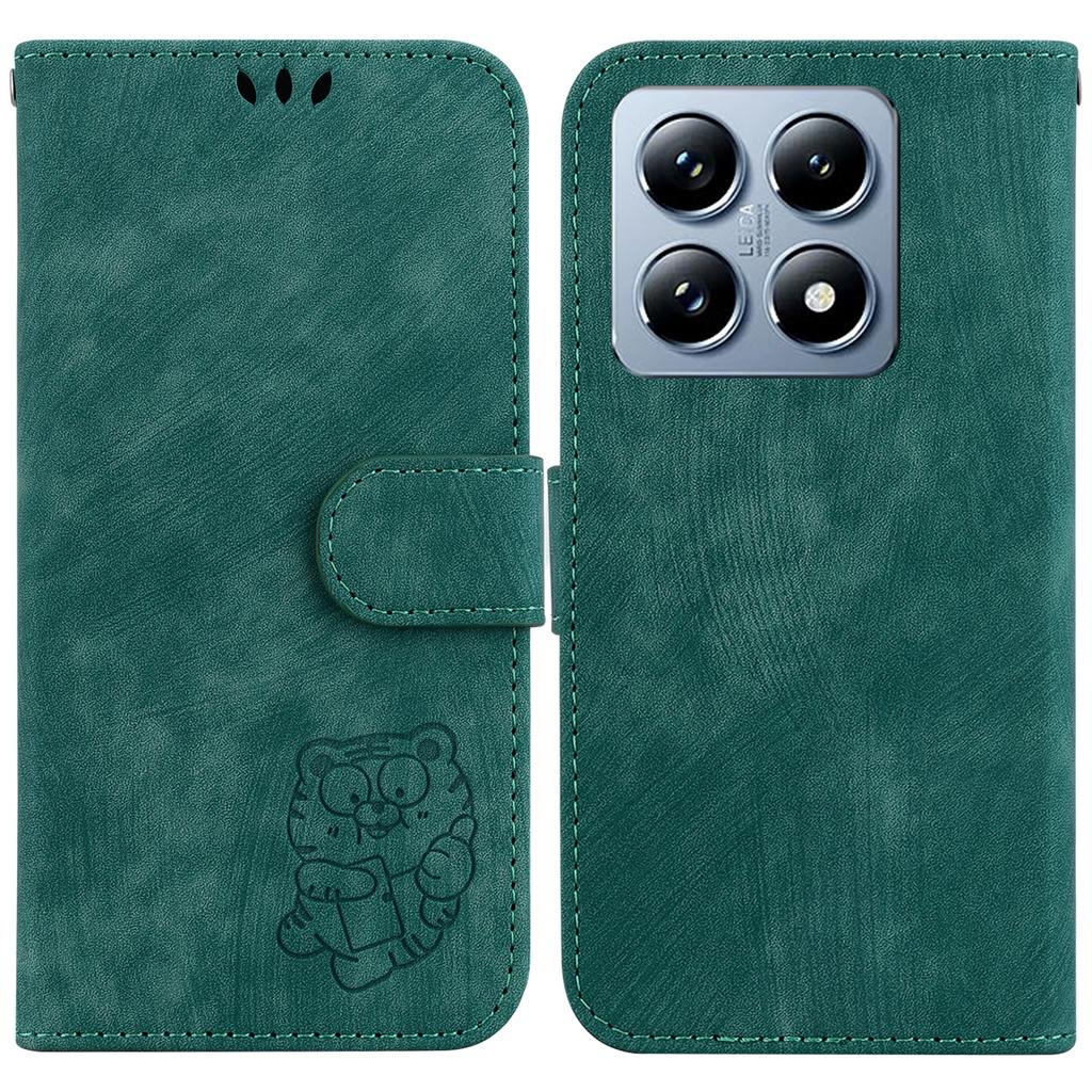For Xiaomi 14T Pro Wallet Case Tiger Imprint Leather Shockproof Phone Cover