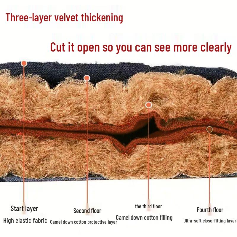 Men's Winter Warm Set: Cotton-Padded Jacket and Pants for Seniors – Fleece-Lined, Camel Down, Ideal for Dad or Grandpa.