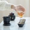 Kung Fu Travel Tea Set: Coarse Pottery Teacup Set with Customizable Logo for Office or Business Trips