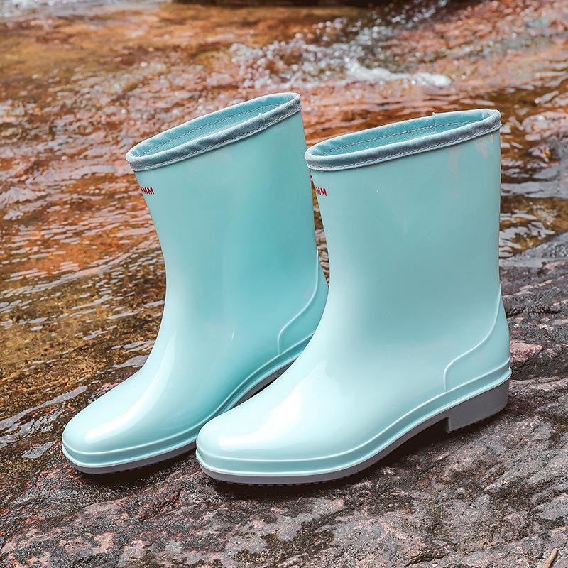 Women's Mid-Tube PVC Anti-Slip Rain Boots - New Waterproof Rubber Shoes