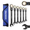 WORKPRO Combination Wrench, Flex Ratchet Wrench, 6-Piece Set (8, 10, 12, 13, 14, 17mm), Swivel Ratchet, Fits Stripped Bolts and Nuts, 72-Gear Dual-Use