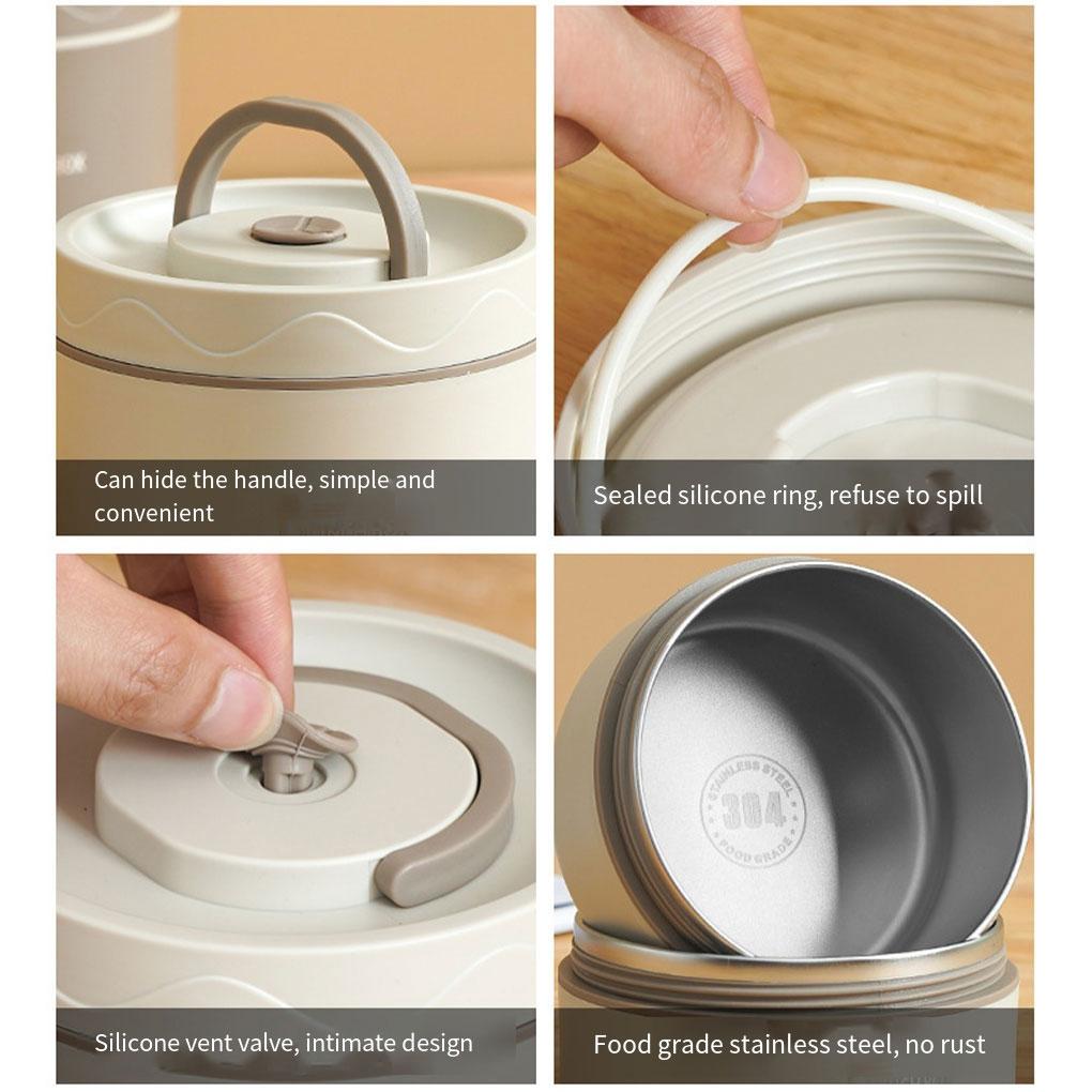 Double-layer Portable Lunch Box With Lid 304 Stainless Steel Inner Liner Insulated Lunch Box