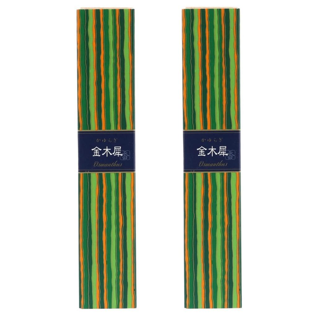 Nippon Kodo Kayuragi Kinmokusei Osmanthus Fruity Floral Incense 40 Sticks x 2 with Holder in Paulownia Wood Box