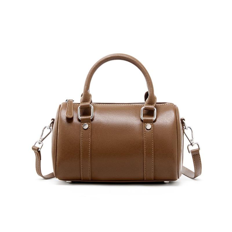 

Women s Bost Bag 2026 New Top Grain Leather Pillow Handbag Zipper Shoulder Handheld Tote Commuting Chic Premium Small Pack about 22x11.5x16 cm коричневый