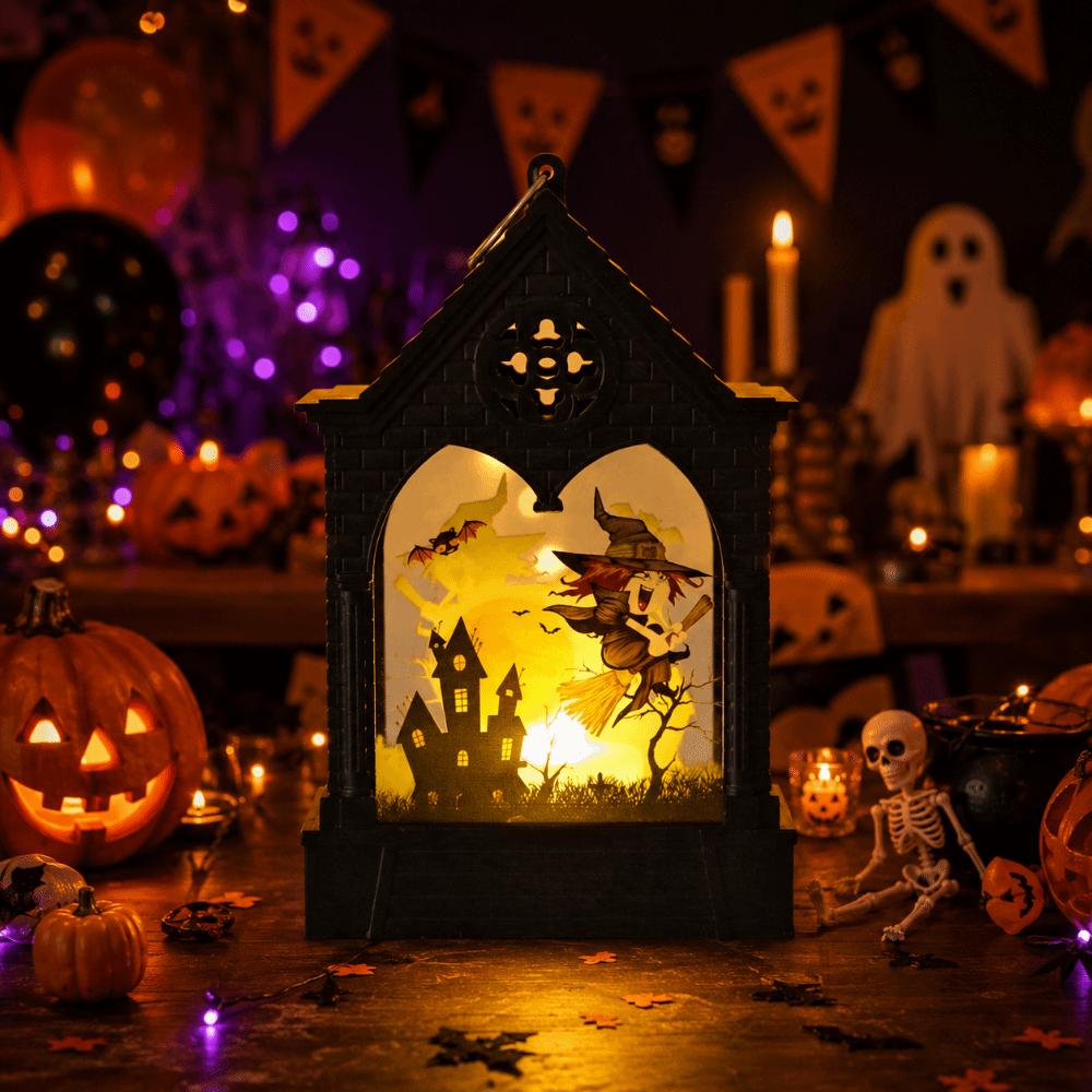 House Shape Halloween LED Lamp Cordless Ghost Festival Lantern Pumpkin LED Light Desktop Ornament
