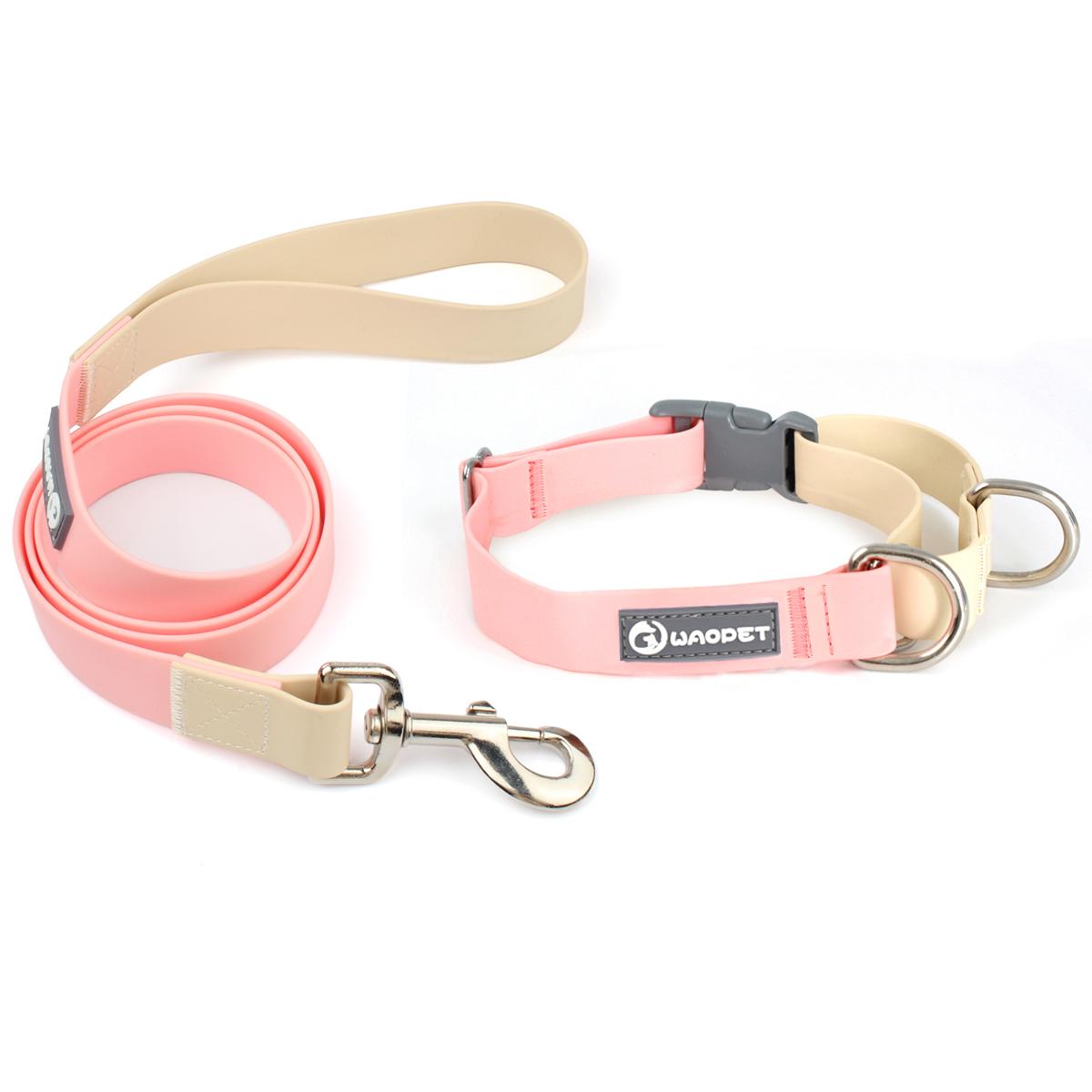 

Новый Набор Поводка и Ошейника для Собак Регулируемый НЕ ТЯНУЩИЙ ПВХ Водоотталкивающий Легко Моющийся Ошейники и Поводки для Собак Подходит для Маленьких Средних Больших Собак M розовый