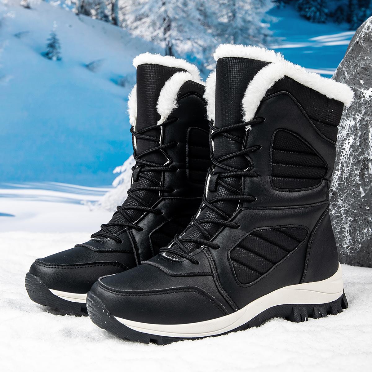 

MCTIN женские белые зимние сапоги зимние плюшевые черные теплые сапоги до середины голени женские туфли из хлопка без застежек большие размеры 35-42 42 чёрный