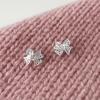 Ohrstecker Anti-Verlust-Design Dongdaemun Süß Girly Ausgeschnitten Spitze Schleife Schraubverschluss Ohrstecker