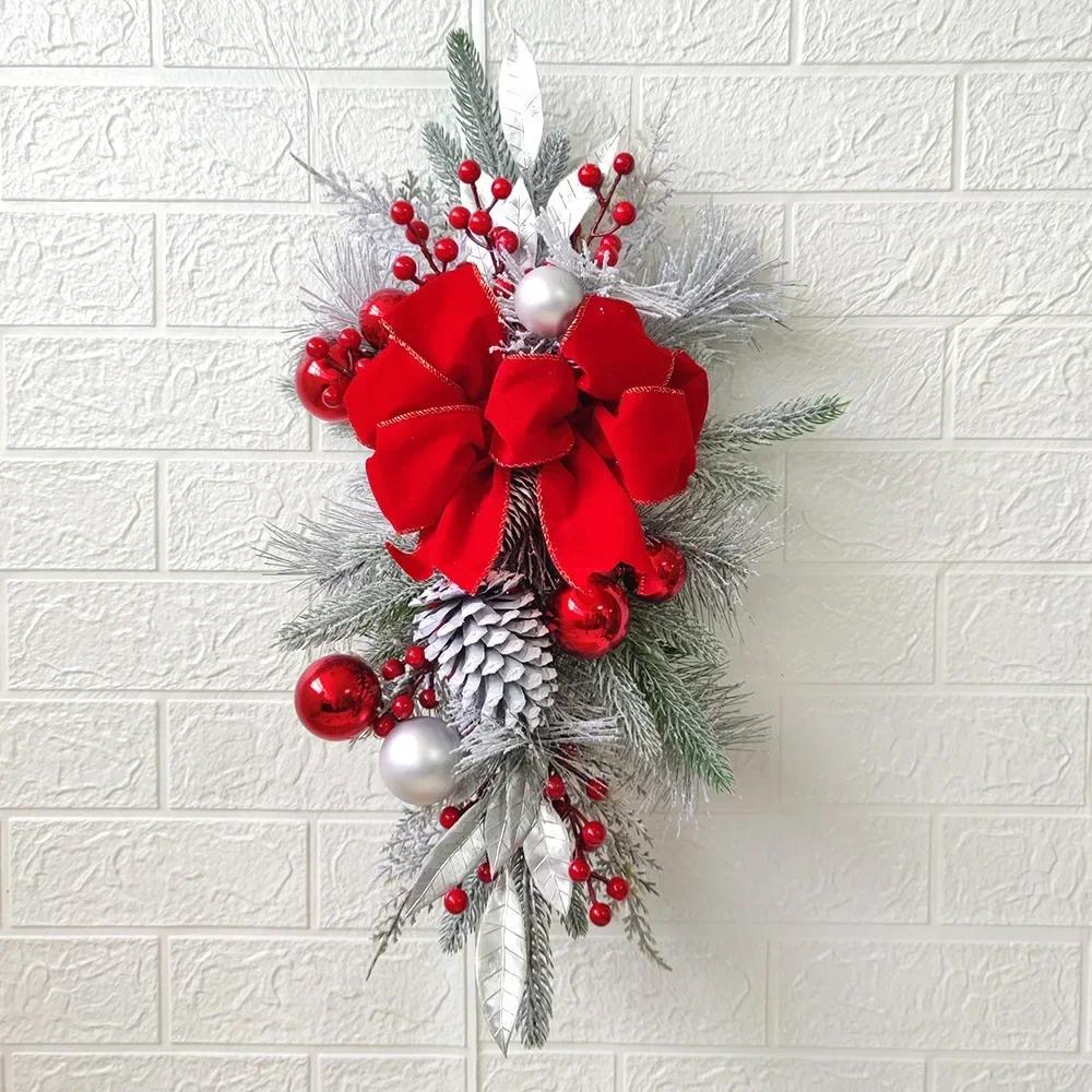 

Christmas Staircase Decor Wreath Christmas Ornaments Home Window Door Wreath Hanging Stair Fireplace Wall Decoration Navidad красный