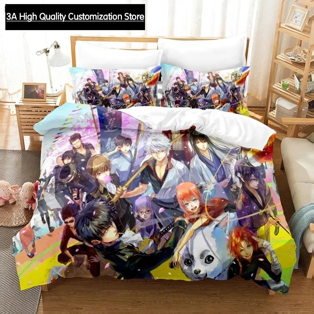 Gintama Bedding Set Duvet Cover Pillowcases For Adult Kids Single Double Full Queen King Boys Teens Sakata Gintoki Bed Linen