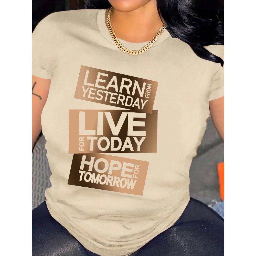 Футболка с круглым вырезом и коротким рукавом с принтом в виде букв УЧИТЕСЬ У ВЧЕРА — фото 8