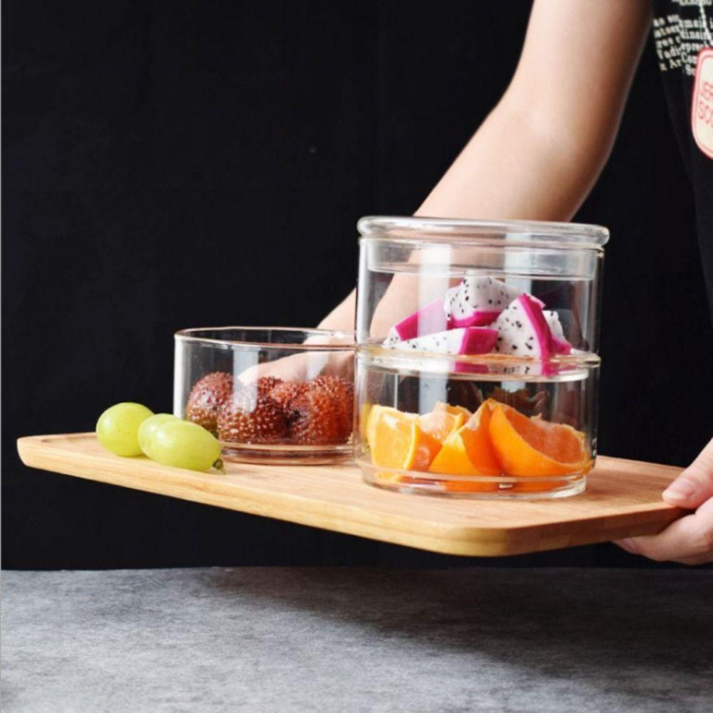 Bamboo Cover Fresh Salad Bowl Lid Airtight Snack Bin Elegant Stacking Tea Jars  Candy