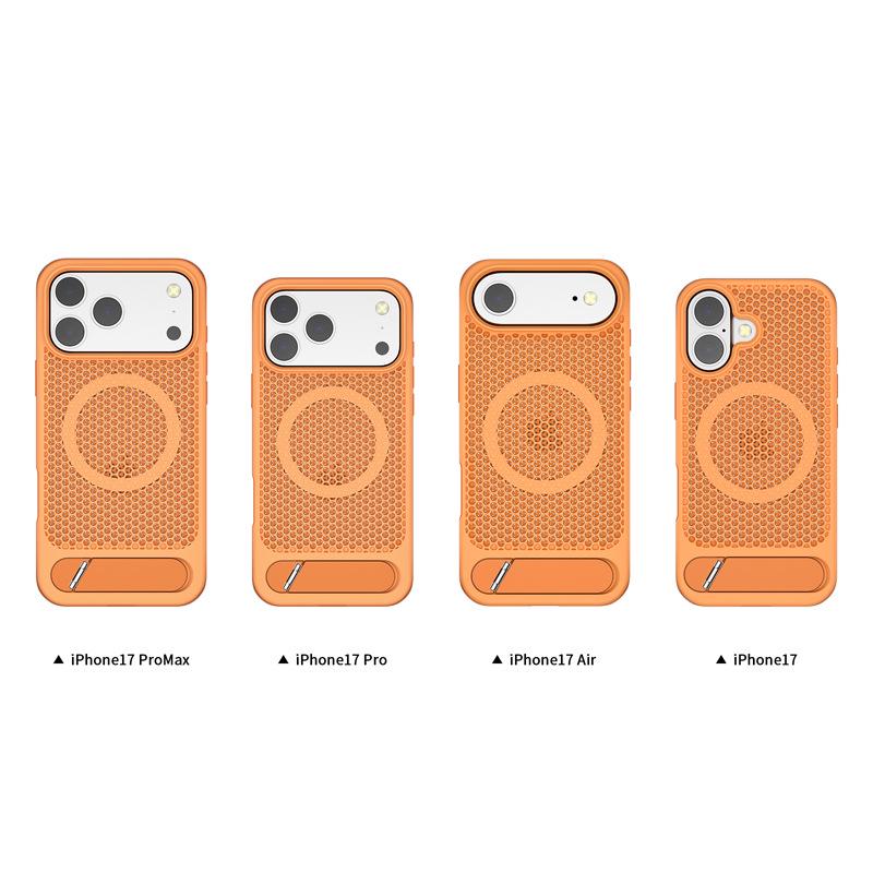 iPhone 18 Pro Max Magnetic Flip Stand Phone Case with Honeycomb Heat Dissipation