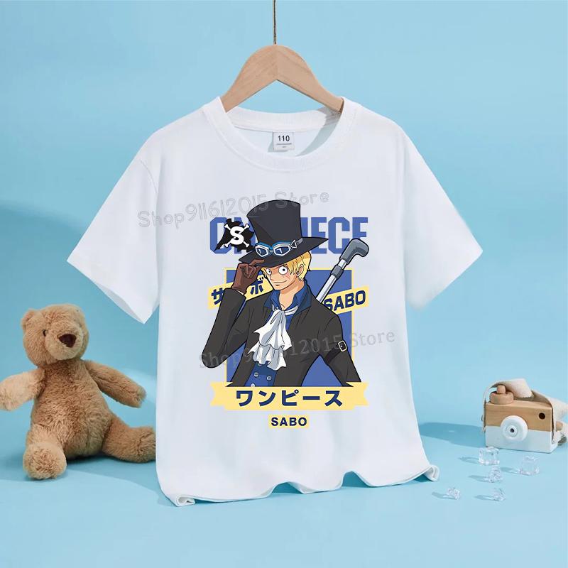Anime Luffy Zoro Boy T Shirt One Piece Short Sleeve White Tops Summer Children Clothes Toddler Cotton Tee Shirts Baby Clothing