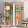 2pcs 2D Flat Printing Scene Curtains Coconut Life Rum Cocktail Polyester Without Electricity Festive Curtains Perfect for Photo